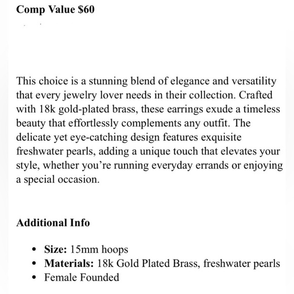 OUR SPARE CHANGE~FRESHWATER PEARL 18K GOLD HUGGIE EARRINGS~NEW WITH TAGS & BAG - Picture 4 of 16